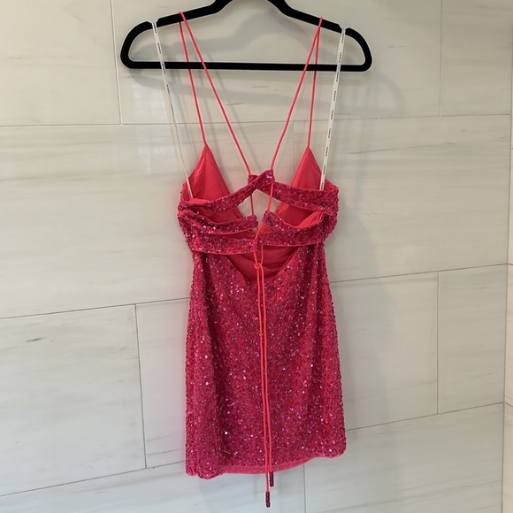 RETROFETE Neon Pink Sequin Dress- Size M - Picture 8 of 10